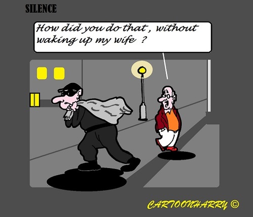 Cartoon: Silence (medium) by cartoonharry tagged night,home,wife,thief,silence,asleep