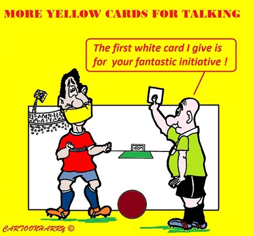 Cartoon: Soccer Yellow (medium) by cartoonharry tagged soccer,yellow,more,football,referee,netherlands,cartoons,cartoonists,cartoonharry,dutch,toonpool