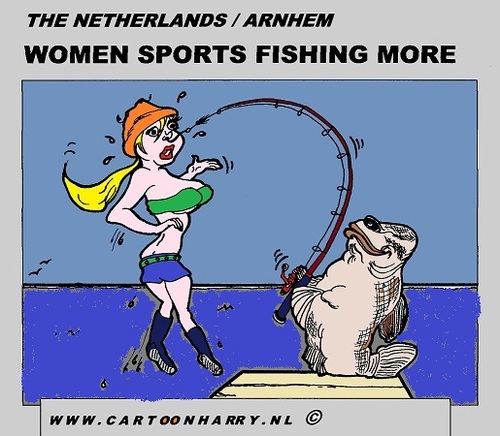 Cartoon: Sports Fishing (medium) by cartoonharry tagged deviantart,buurtlink,linkedin,hyves,toonsup,toonpool,holland,dutch,cartoonharry,cartoonist,drawing,arts,art,artist,comix,comics,comic,cartoon,more,women,fishing,sports
