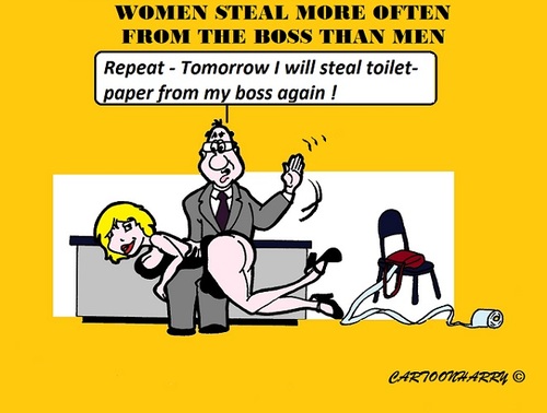 Cartoon: Stealing from the Boss (medium) by cartoonharry tagged steal,boss,women,men,more,cartoons,cartoonists,cartoonharry,dutch,toonpool
