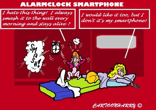 Cartoon: Still Alive (medium) by cartoonharry tagged alive,alarmclock,smartphone