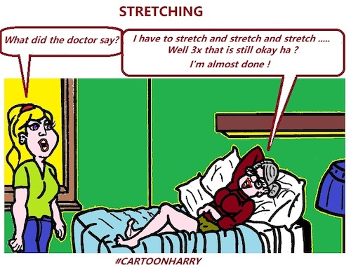 Cartoon: Stretching (medium) by cartoonharry tagged stretching,cartoonharry,grandma