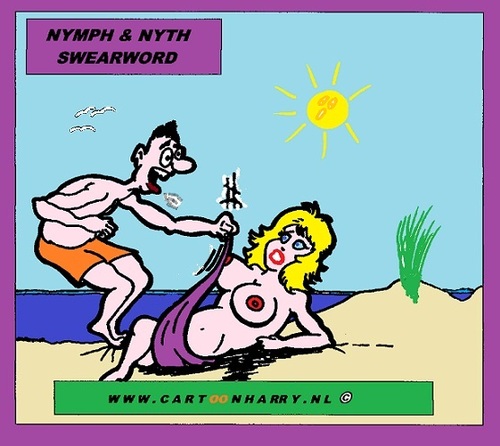 Cartoon: Swearword (medium) by cartoonharry tagged toonpool,dutch,cartoonharry,cartoonist,cartoon,sexy,woman,man,pregnant,beach,swearword,true