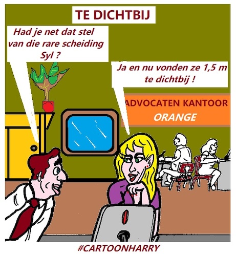 Cartoon: Te Dichtbij (medium) by cartoonharry tagged echtscheiding,corona,cartoonharry