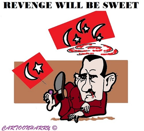 Cartoon: the Turkish Revenge (medium) by cartoonharry tagged syria,turkey,revenge,sweet,assad,cartoons,cartoonists,cartoonharry,dutch,toonpool