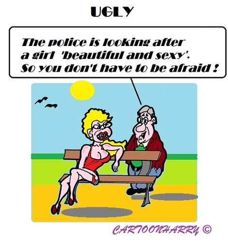 Cartoon: Ugly (medium) by cartoonharry tagged park,man,girl,afraid,ugly