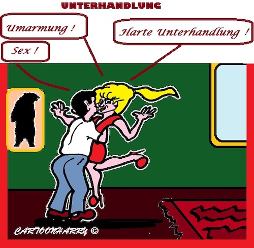 Cartoon: Unterhandlungen (medium) by cartoonharry tagged unterhandlungen,schwer,knutschen