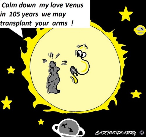 Cartoon: Venus (medium) by cartoonharry tagged venus,sun,arms,transplantation,world,cartoon,cartoonist,cartoonharry,dutch,toonpool,earth,stars