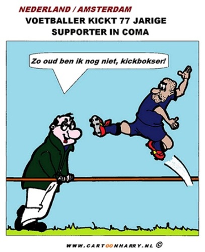 Cartoon: Voetballer of ........ (medium) by cartoonharry tagged kickbokser,voetballer,coma,cartoon,cartoonist,cartoonharry,nederland,toonpool