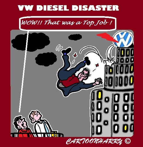 Cartoon: VWDiesel Disaster (medium) by cartoonharry tagged job,top,disaster,diesel,vw