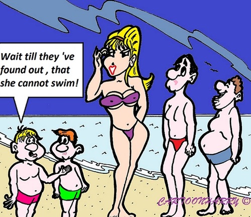 Cartoon: Wait (medium) by cartoonharry tagged wait,see,swimming,boys,girl,brother,sister,cartoon,cartoonist,cartoonharry,dutch,sea,toonpool