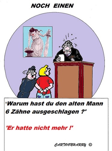 Cartoon: Zähne (medium) by cartoonharry tagged zähne,sechs,gericht,schlagen,cartoon,cartoonist,cartoonharry,dutch,toonpool