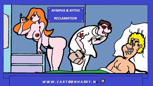 Cartoon: Nymph and Nyth (medium) by cartoonharry tagged girls,nude,nymph,cartoon,cartoonharry,cartoonist,dutch,toonpool