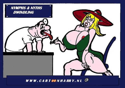 Cartoon: Nymph and Nyth (medium) by cartoonharry tagged girls,nude,nymph,cartoon,cartoonharry,cartoonist,dutch,toonpool