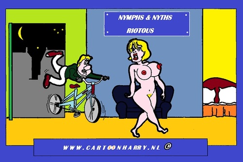 Cartoon: Nymph and Nyth (medium) by cartoonharry tagged girls,nude,nymph,cartoon,cartoonharry,cartoonist,dutch,toonpool