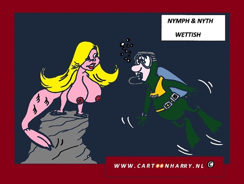 Cartoon: Nymph and Nyth (medium) by cartoonharry tagged girls,nude,nymph,cartoon,cartoonharry,cartoonist,dutch,toonpool