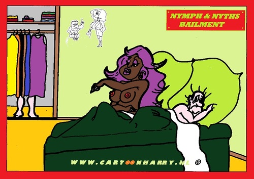 Cartoon: Nymph and Nyth (medium) by cartoonharry tagged girls,nude,nymph,cartoon,cartoonharry,cartoonist,dutch,toonpool