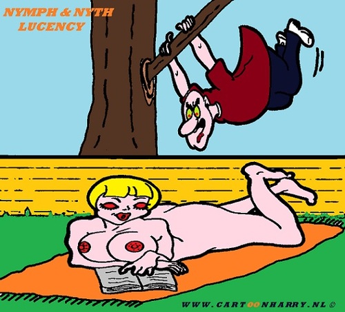Cartoon: Nymph and Nyth (medium) by cartoonharry tagged girls,nude,nymph,cartoon,cartoonharry,cartoonist,dutch,toonpool