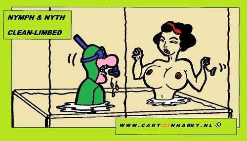 Cartoon: Nymph and Nyth (medium) by cartoonharry tagged girls,nude,nymph,cartoon,cartoonharry,cartoonist,dutch,toonpool