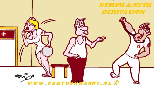 Cartoon: Nymph and Nyth (medium) by cartoonharry tagged girls,nude,nymph,cartoon,cartoonharry,cartoonist,dutch,toonpool