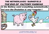 Cartoon: End of Factory Farming (small) by cartoonharry tagged fumble,fumblechicken,holland,ovulation,chicken,factory,farming,pig,cartoon,cartoonist,cartoonharry,dutch,toonpool