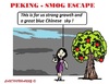 Cartoon: Smog Escape (small) by cartoonharry tagged china,beijin,smog,escape,chinesegirl,tree,air,blue,sky,cartoons,cartoonists,cartoonharry,dutch,toonpool