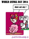 Cartoon: World Animal Day 2014 (small) by cartoonharry tagged world,animals,pig,chicken,parrot,lamb,muslims