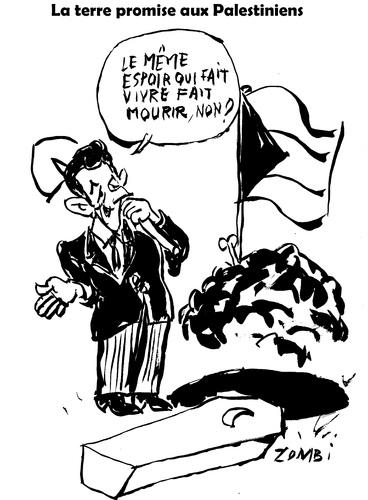 Cartoon: Promised Territory (medium) by Zombi tagged palestine,sarkozy,territory,palestinia