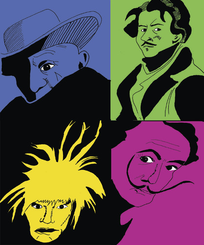 Cartoon: brilliants (medium) by Dekeyser tagged artist,warhol,picasso,dali,delacroix,illustration