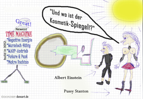 Cartoon: TIME MACHINE (medium) by Vanessa tagged einstein,zeitreisen,zeitmaschine,weltraum,kosmetik,warp