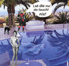 Cartoon: Poolitical Correctnass (small) by Vanessa tagged merkel,pool,urlaub,tauchen,hund,politik,swimming