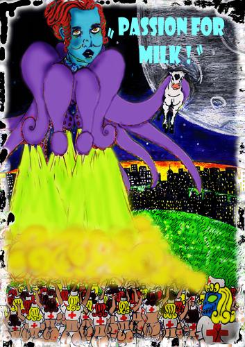 Cartoon: Passion for milk (medium) by Rauschmaus tagged milch,alien