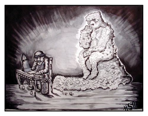Cartoon: THE THINKER I (medium) by joschoo tagged thinker,lack,of,ideas,rodin,art,classic