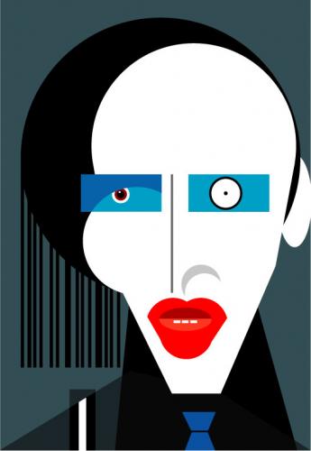 Cartoon: Marilyn Manson (medium) by Hugh Jarse tagged manson,singer,marilyn,rock