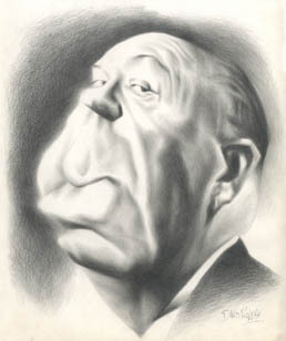 Cartoon: Alfred Hitchcock (medium) by David Pugliese tagged alfred,hithcock,caricature,pencil,drawing