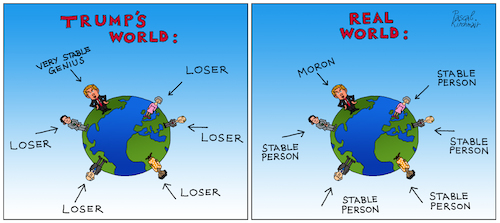 Cartoon: A Very Stable Genius (medium) by Pascal Kirchmair tagged donald,trump,stable,genius,moron,fake,news,world,idiot,loony,madman,insane,crackpot,maniac,cartoon,caricature,karikatur,ilustracion,illustration,pascal,kirchmair,dibujo,desenho,drawing,zeichnung,disegno,ilustracao,illustrazione,illustratie,dessin,de,presse,du,jour,art,of,the,day,tekening,teckning,cartum,vineta,comica,vignetta,caricatura,weirdo,nutjob,nutcase,kook,nut,nutter,humor,humour,political,donald,trump,stable,genius,moron,fake,news,world,idiot,loony,madman,insane,crackpot,maniac,cartoon,caricature,karikatur,ilustracion,illustration,pascal,kirchmair,dibujo,desenho,drawing,zeichnung,disegno,ilustracao,illustrazione,illustratie,dessin,de,presse,du,jour,art,of,the,day,tekening,teckning,cartum,vineta,comica,vignetta,caricatura,weirdo,nutjob,nutcase,kook,nut,nutter,humor,humour,political