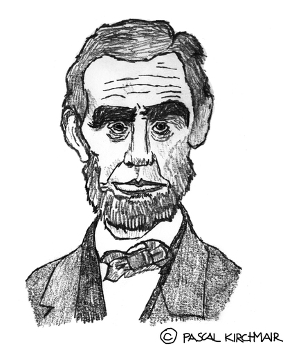 Cartoon: Abraham Lincoln (medium) by Pascal Kirchmair tagged abraham,lincoln,caricature,karikatur,portrait,cartoon,president,präsident,usa