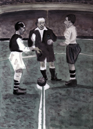 Cartoon: Anpfiff (medium) by Pascal Kirchmair tagged klassiker,arbiter,referee,arbitre,spielbeginn,anpfiff,pfeifenmann,foot,soccer,fußball,classic,england,arbitro,schiedsrichter,schiri,retro