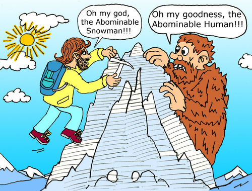 Cartoon: Yeti (medium) by Pascal Kirchmair tagged everest,mount,himalaya,messner,reinhold,yeti,bigfoot,legende