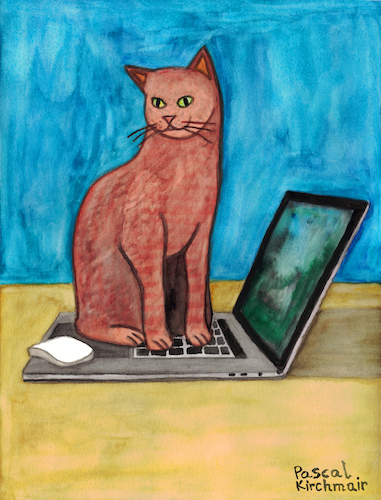 Cartoon: Cat on laptop (medium) by Pascal Kirchmair tagged laptop,notebook,cat,katze,gato,gatto,chat,humour,umorismo,humorous,spirito,humor,karl,lagerfeld,illustration,drawing,zeichnung,pascal,kirchmair,political,cartoon,caricature,karikatur,ilustracion,dibujo,desenho,ink,disegno,ilustracao,illustrazione,illustratie,dessin,de,presse,tekening,teckning,cartum,vineta,comica,vignetta,caricatura,laptop,notebook,cat,katze,gato,gatto,chat,humour,umorismo,humorous,spirito,humor,karl,lagerfeld,illustration,drawing,zeichnung,pascal,kirchmair,political,cartoon,caricature,karikatur,ilustracion,dibujo,desenho,ink,disegno,ilustracao,illustrazione,illustratie,dessin,de,presse,tekening,teckning,cartum,vineta,comica,vignetta,caricatura