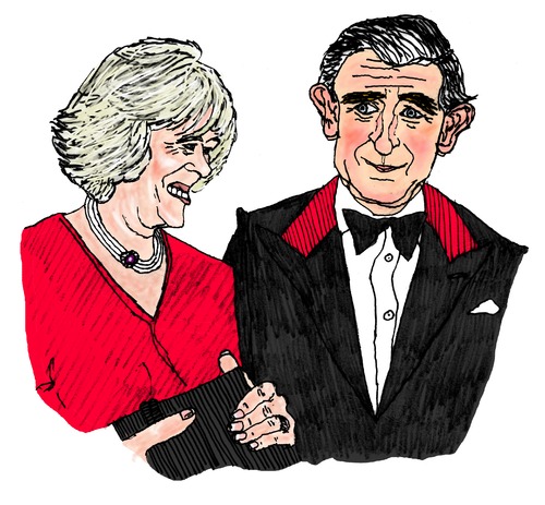 Cartoon: Charles and Camilla (medium) by Pascal Kirchmair tagged parker,camilla,bowles,charles,prince,prinz,british,monarchy,royal,windsor,house,königshaus,britisches,windsors,cornwall,of,duchess