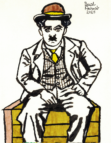 Cartoon: Charlie Chaplin (medium) by Pascal Kirchmair tagged charlot,charles,charlie,spencer,chaplin,actor,schauspieler,comedian,comedien,acteur,komiker,stummfilm,author,autor,autore,auteur,filmmaker,artist,art,hollywood,screenwriter,illustration,drawing,zeichnung,pascal,kirchmair,cartoon,caricature,karikatur,ilustracion,dibujo,desenho,ink,disegno,ilustracao,illustrazione,illustratie,dessin,de,presse,du,jour,pop,of,the,day,tekening,teckning,cartum,vineta,comica,vignetta,caricatura,portrait,porträt,portret,retrato,ritratto,melone,tramp,slapstick,komödie,icon,polizist,polizei,police,officer,offizier,policia,polizia,vigile,poliziotto,guardia,policial,usa,new,york,rezession,große,depression,wall,street,great,börsenkrach,börse,wirtschaft,economy,charlot,charles,charlie,spencer,chaplin,actor,schauspieler,comedian,comedien,acteur,komiker,stummfilm,author,autor,autore,auteur,filmmaker,artist,art,hollywood,screenwriter,illustration,drawing,zeichnung,pascal,kirchmair,cartoon,caricature,karikatur,ilustracion,dibujo,desenho,ink,disegno,ilustracao,illustrazione,illustratie,dessin,de,presse,du,jour,pop,of,the,day,tekening,teckning,cartum,vineta,comica,vignetta,caricatura,portrait,porträt,portret,retrato,ritratto,melone,tramp,slapstick,komödie,icon,polizist,polizei,police,officer,offizier,policia,polizia,vigile,poliziotto,guardia,policial,usa,new,york,rezession,große,depression,wall,street,great,börsenkrach,börse,wirtschaft,economy