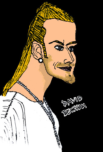 Cartoon: David Beckham (medium) by Pascal Kirchmair tagged fifa,100,david,beckham,manu,manchester,real,madrid,brooklyn,la,galaxy,seven,sieben,england,captain,kapitän,fußball,football,soccer,foot,spice,spicy,boy,girls,posh,victoria