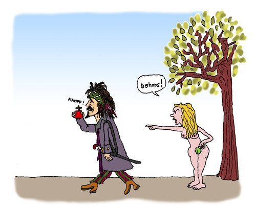 Cartoon: Depp quitte Paradis (medium) by Pascal Kirchmair tagged johnny,depp,captain,jack,sparrow,paradis,paradies,vanessa,joe,le,taxi,pirates,of,the,caribbean,fluch,der,karibik,curse,black,pearl,trennung,ende,split,up,beziehung,separation,breakup