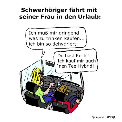 Cartoon: Durststrecke (medium) by Pascal Kirchmair tagged anstrengend,weit,lang,durststrecke,kilometer,autofahrt,mißverständnis,mann,frau,urlaub,schwerhöriger,stau,hitze,sommer,ferienzeit