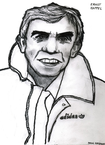 Cartoon: Ernst Happel (medium) by Pascal Kirchmair tagged fußball,foot,soccer,trainer,grantler,haag,den,ado,rotterdam,offensive,totale,hollywood,pressing,rapid,vizeweltmeister,niederlande,holland,feyenoord,coach,fußballtrainer,wien,innsbruck,tirol,fc,happel,hermann,franz,ernst,football