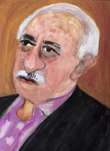 Cartoon: Fethullah Gülen (medium) by Pascal Kirchmair tagged türkei,oberhaupt,religion,islam,fethullah,gülen,bewegung,cartoon,dessin,humoristique,karikatur,caricature,aquarell,gouache,watercolour