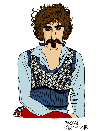 Cartoon: Frank Zappa (medium) by Pascal Kirchmair tagged frank,zappa,caricature,karikatur,vignetta,cartoon,portrait,dessin,zeichnung,frank,zappa,caricature,karikatur,vignetta,cartoon,portrait,dessin,zeichnung