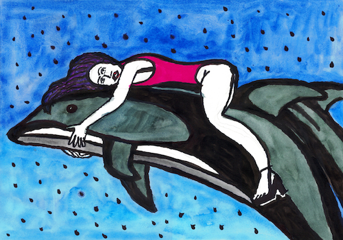 Frau mit Delfinen Frau mit Delfinen