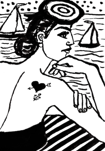 Frau mit Hut am Strand Frau mit Hut am Strand